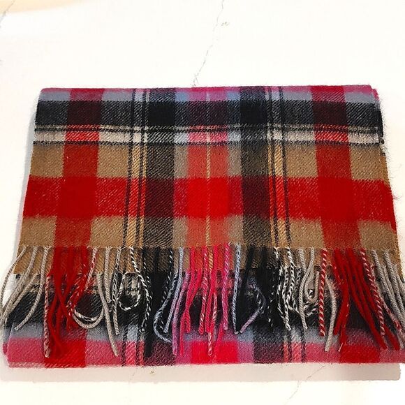 Edinburgh Lambswool Plaid Fringed Scarf - Picture 1 of 8